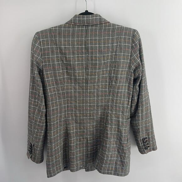 Anthropologie Maeve Lilith plaid double breasted textured long line blazer sz 4 - Picture 7 of 7